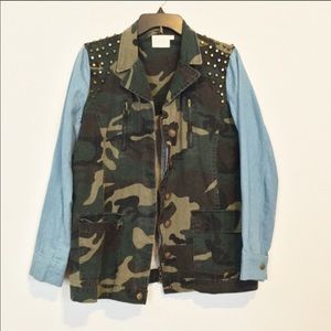 Lush Camo & Denim Studded Jacket